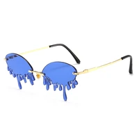 teenyoun rimless steampunk womens personality sunglasses fashion retro sun glasses tears shape water drop sunglass uv400