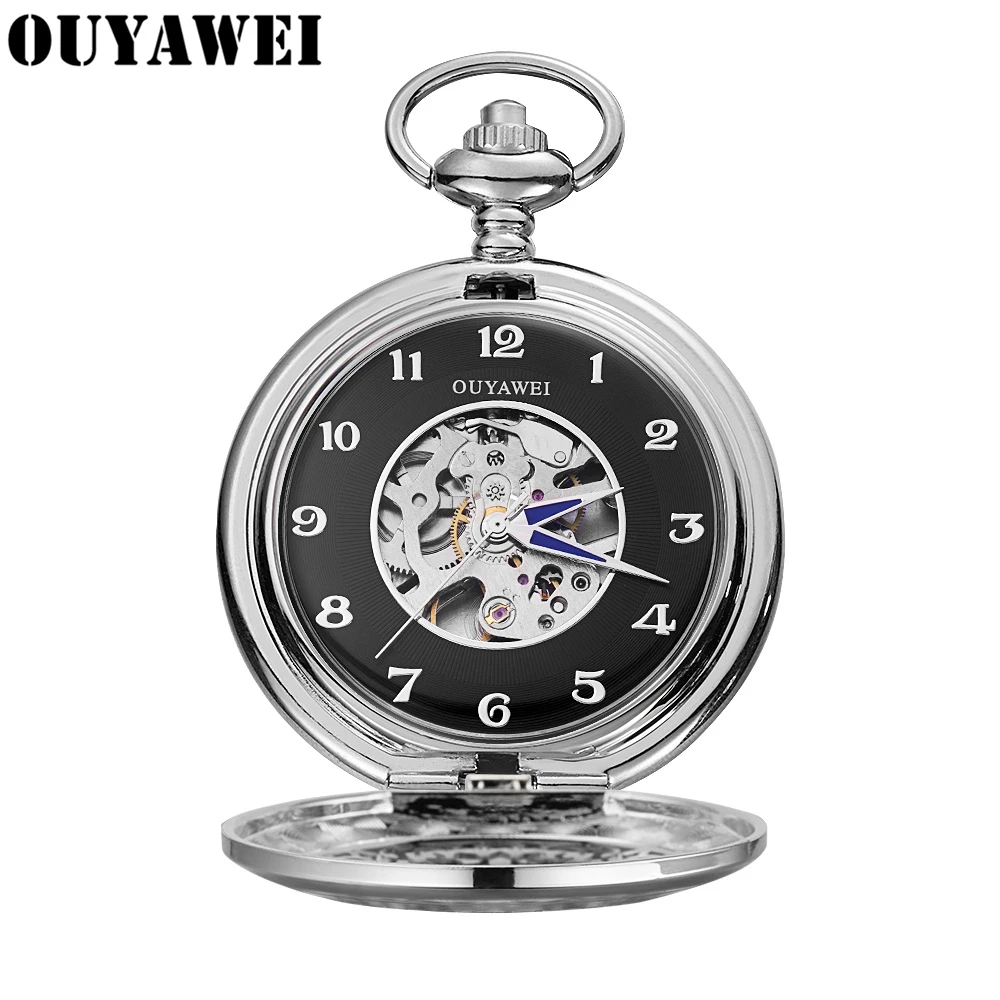 Часы OUYAWEI Мужские механические карманные брендовые модные с ручным заводом из