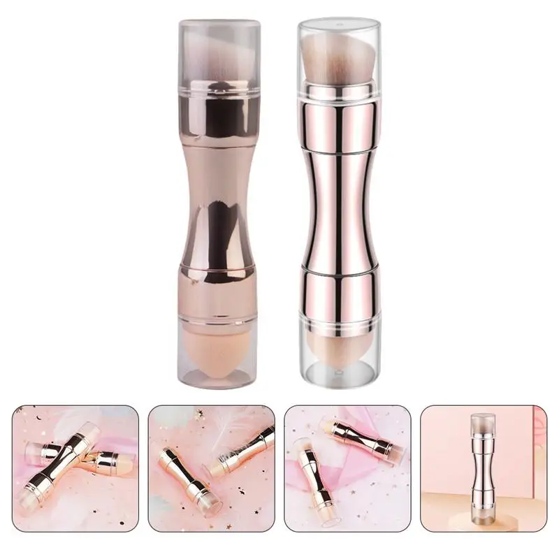 

2pcs 4 In 1 Makeup Brush Prime Eyebrow Brush Foundation Powder Brush Combination Brush