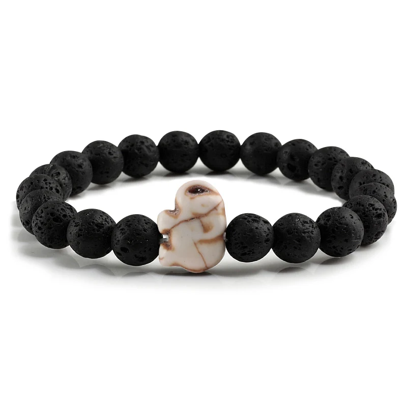 Очаровательный классический браслет из натурального камня черная лава матовый