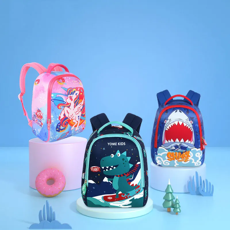 3D Cartoon Dinosaur Unicorn School Bags Kids Neoprene Backpacks Anti-lost Toddler Bags for Girls Boys Mochila Infantil Escolares