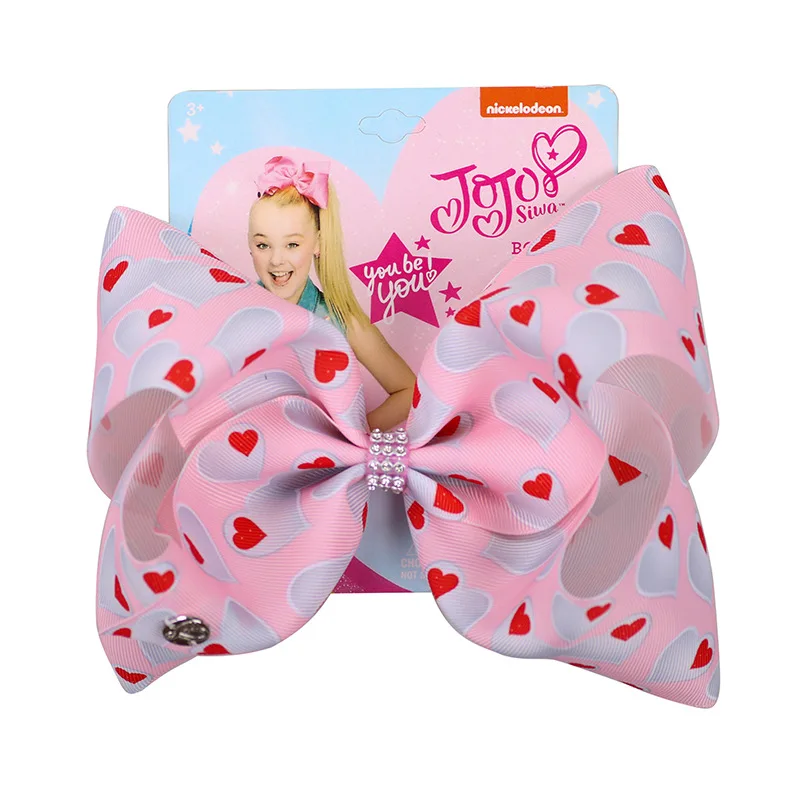 " Девочки Jojo Siwa волосы заколки-бантики для волос для детей Дети День Святого Валентина волосы банты с заколка для волос со стразами аксессуары для волос