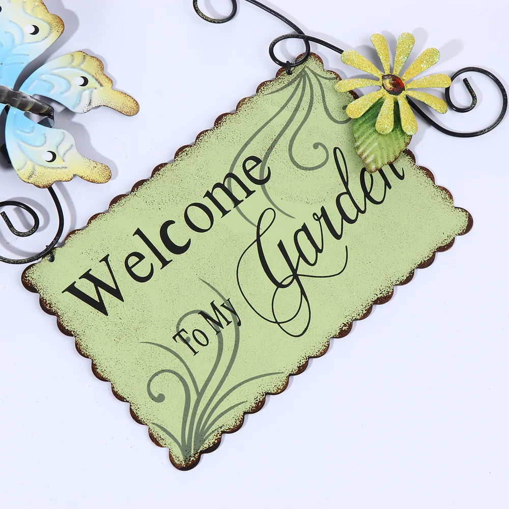 Железная подвесная доска креативная ручная роспись бабочки дверной знак Добро