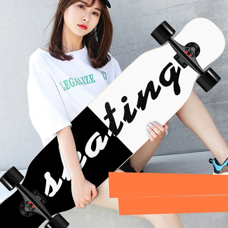 

Long Skateboard 42inch Double Rocker Widen PU Wheels Wood Maple Bearings Skate Children Adult Skate Board Parts Accessories