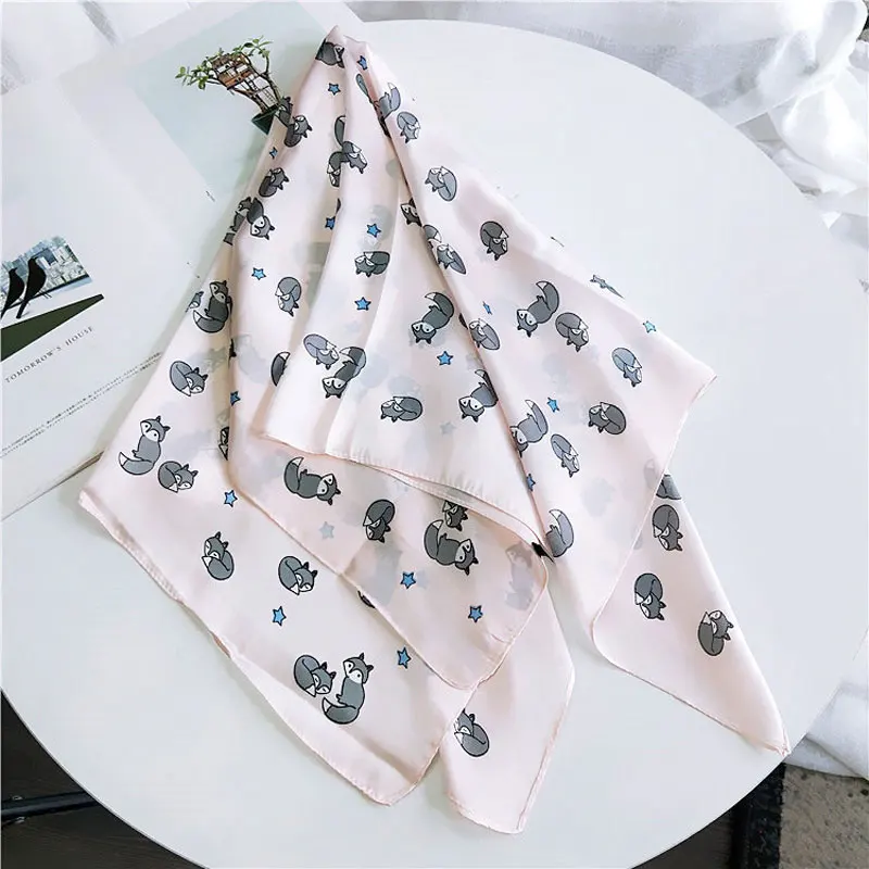 Роскошный бренд маленькая лиса 70x70 см платок маленький шарф женский весенний