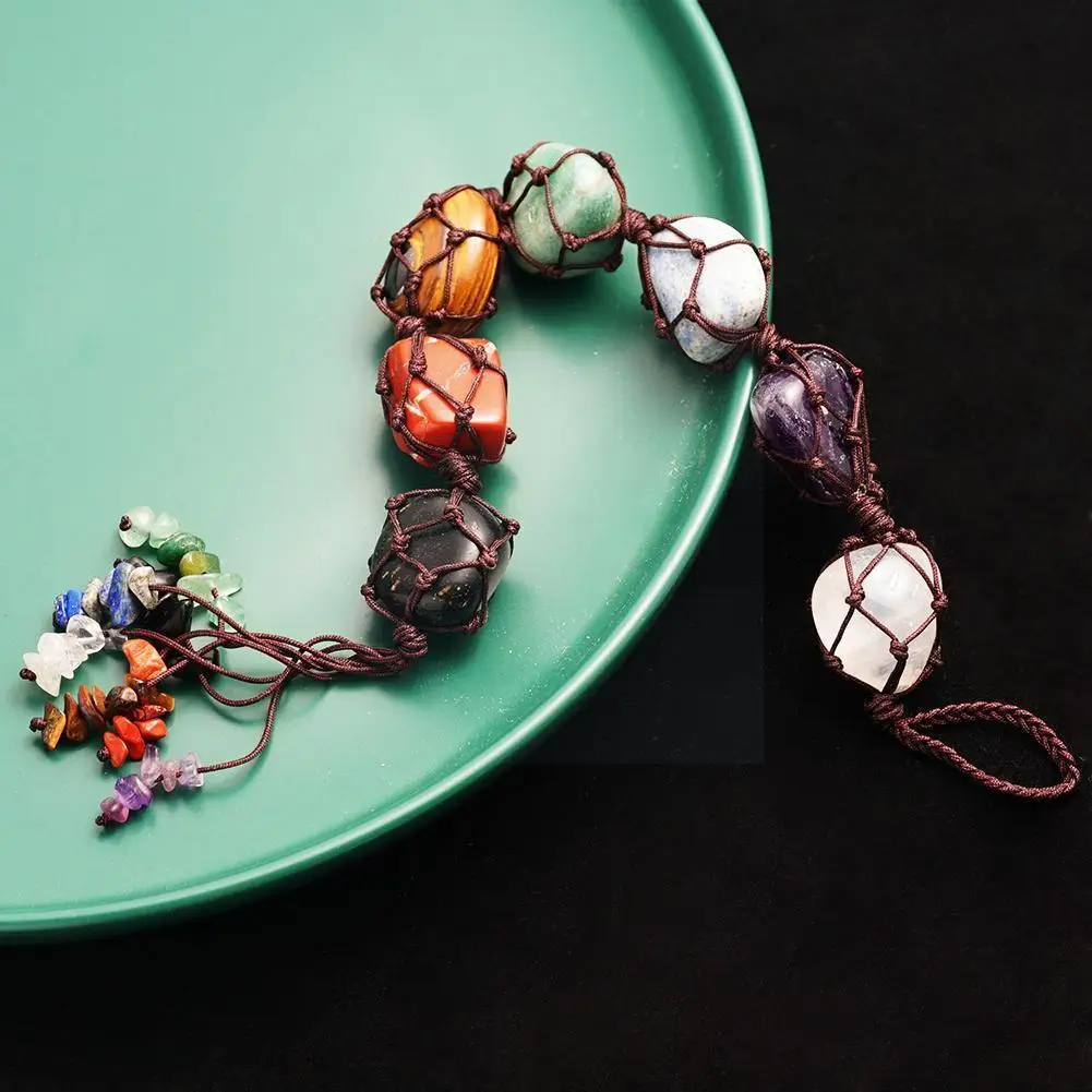 

Натуральный семь чакр, оригинальный дробленый камень, необычный цвет, подвеска на окно, подарок рейки энергия, кисточка, камень семь, декор ...