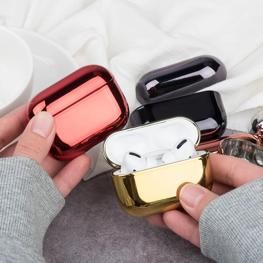 Чехол для наушников AirPod Pro 2019 с гальваническим покрытием Жесткий беспроводных из