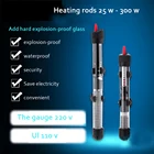 Нагревательный элемент для аквариума, 25-300 Вт, 20-34 C, нагреватель для аквариума с постоянной температурой, максимальное погружение, 1,2 м, полностью погружной