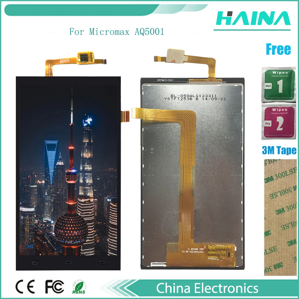 

100% testd 5,0 дюймов, ЖК-дисплей для телефона Micromax AQ5001 Canvas Juice 2, ЖК-дисплей, сенсорный экран, стеклянная панель в сборе