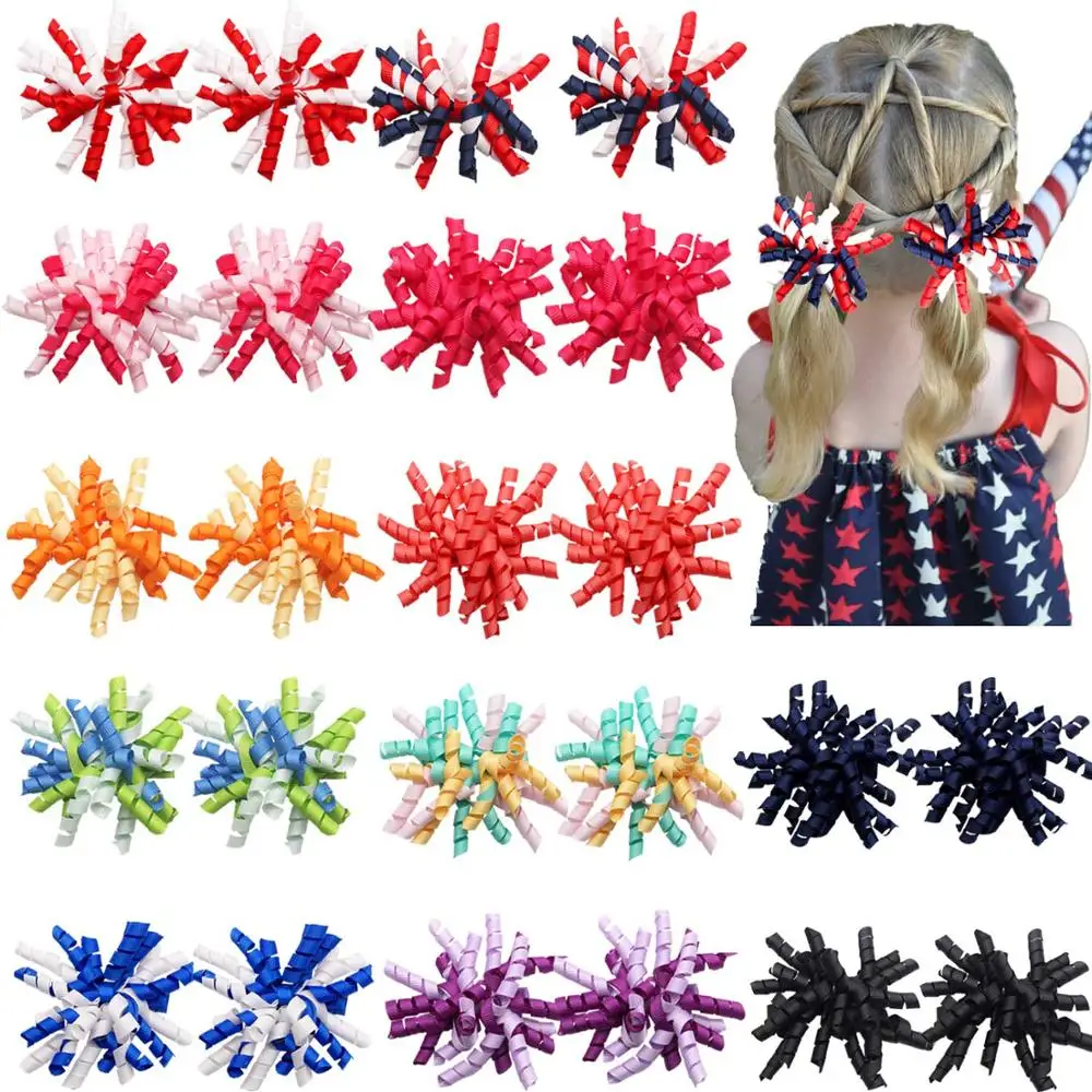 

30 комплектов/партия вьющиеся кокер банты на подкладке Заколки для волос для маленьких девочек; Для детей ясельного возраста фестиваль пода...