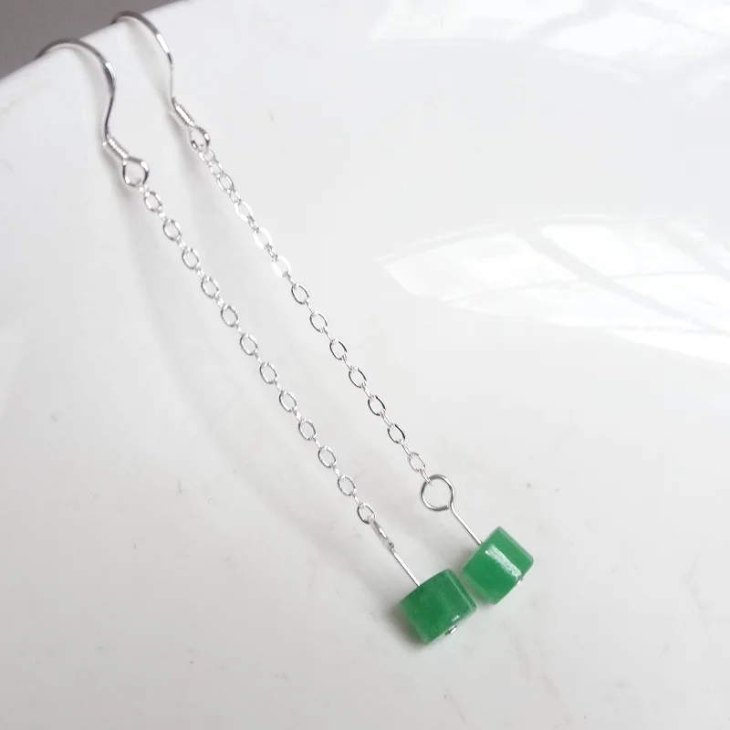 925 серебряные серьги с натуральным зеленым нефритом аксессуары DIY для мужчин и