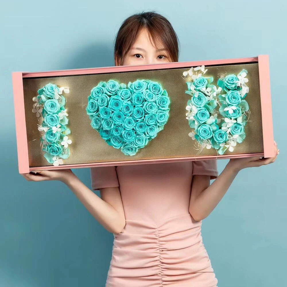 Подарочная коробка с цветами на День святого Валентина I Love U женские идеи большая