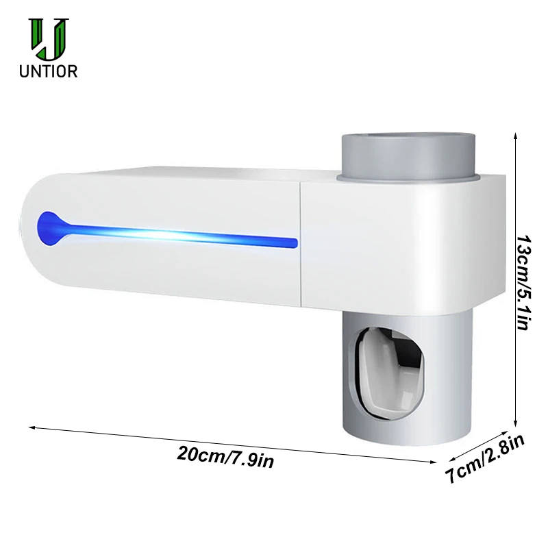 

UNTIOR 3 In 1 UV Light Ultraviolet Toothbrush Sterilizer Automatic Toothpaste Dispenser ToothBrush Holder bathroom accessories