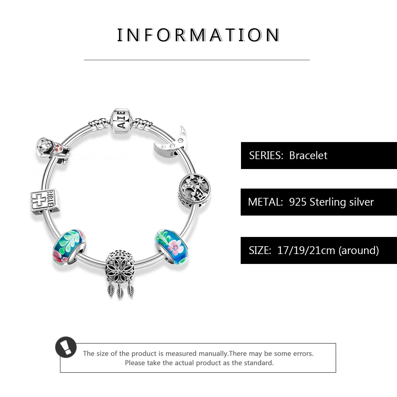 Ловец снов Подвески Луна стерлингового серебра 925 Браслеты сделай сам для модная