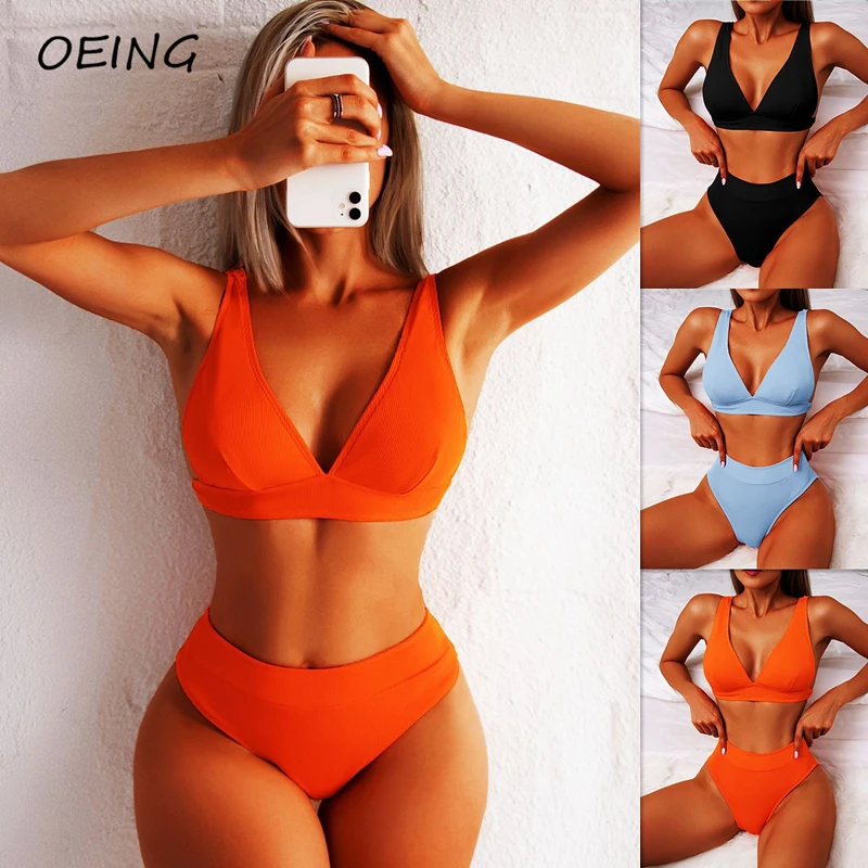 

2022 Womens Hot Sexy Swimsuit Vintage High Waist 2 Piece Bikini Bathing Sets