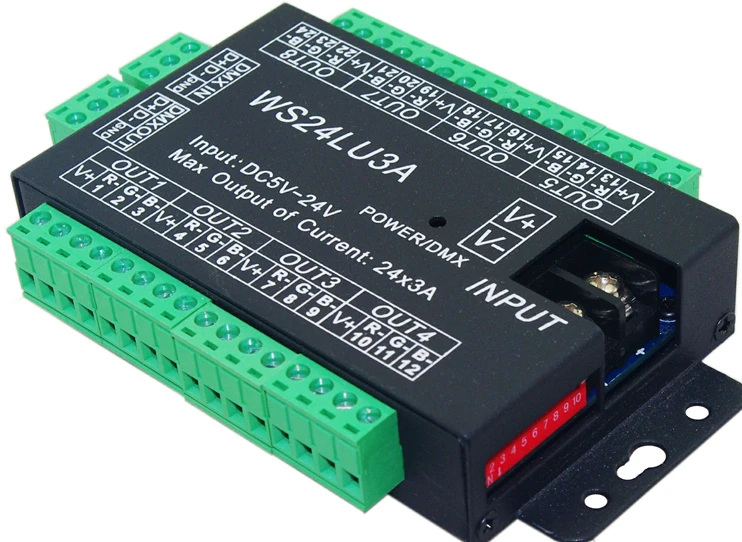24 канальный контроллер DMX512 декодер DMX с железным чехлом|Детали и аксессуары для