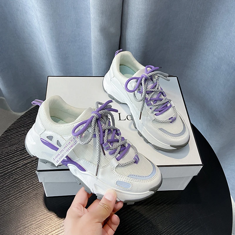 Модные женские кроссовки 2020 массивные Вулканизированная обувь Корейская