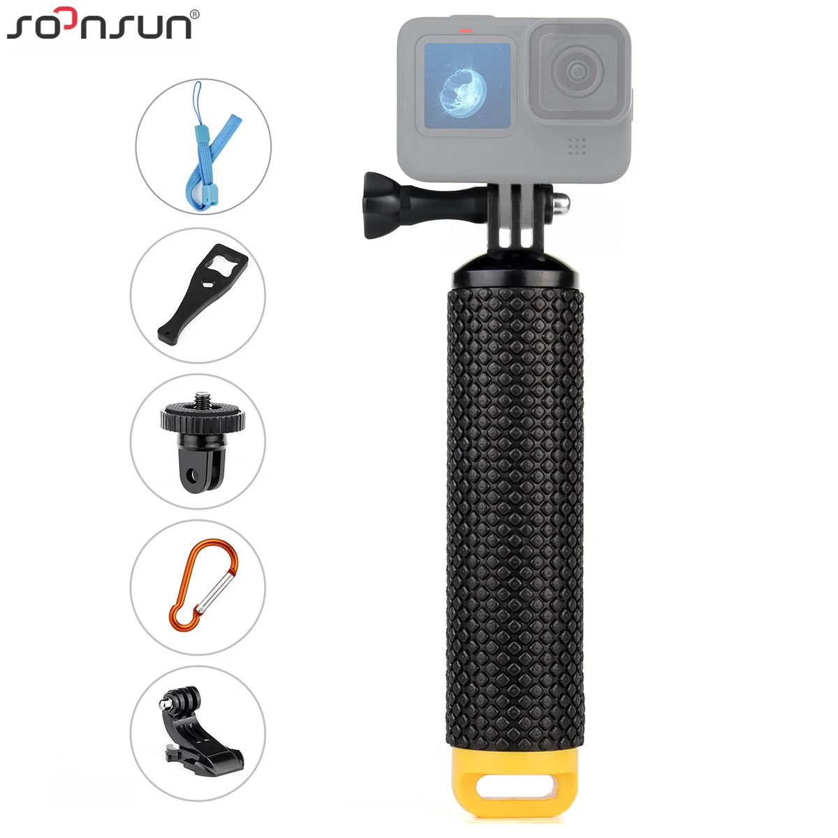 SOONSUN Водонепроницаемая плавающая рукоятка для GoPro Hero 10 9 8 7 6 5 4 3 2 DJI OSMO Action SJCAM Xiaomi Yi