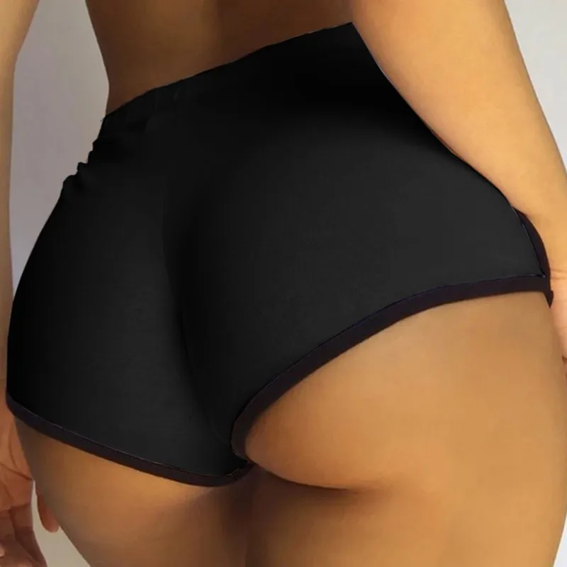 

Women Summer Short Pants 20201 Contrast Binding Side Split Elastic Waist Patchwork Casual Beach Micro Shorts Body Shorts
