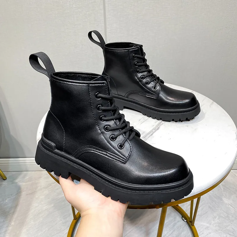 

Men's Shoes Handmade Motocycle Boots Men Leather Casual Timberland Outdoor Trend Lace High Quality Martin Wearable For Brand