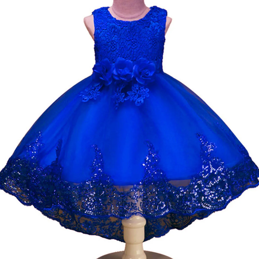 Детское вечернее платье принцессы без рукавов с цветочным рисунком для девочек