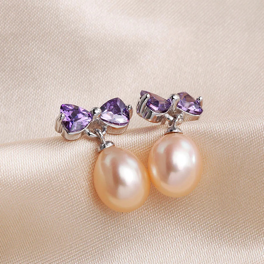 Женские блестящие серьги с натуральным пресноводным жемчугом 5