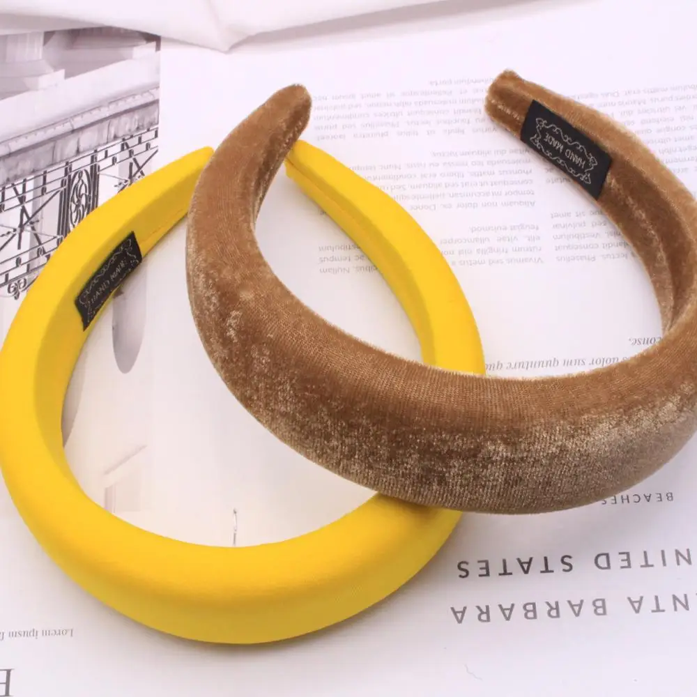 

Европейская и американская мода креативная Толстая фланелевая повязка на голову Ins простая широкосторонняя губчатая однотонная повязка на...