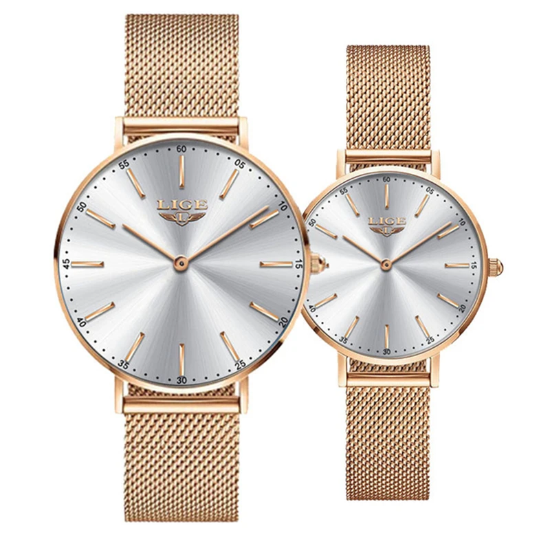 

2021 LIGE Lover Watches Ultra Thin Simple Couple Watches Couple Gift Top Brand Luxury Quartz Wristwatches Fashion Paired Watches