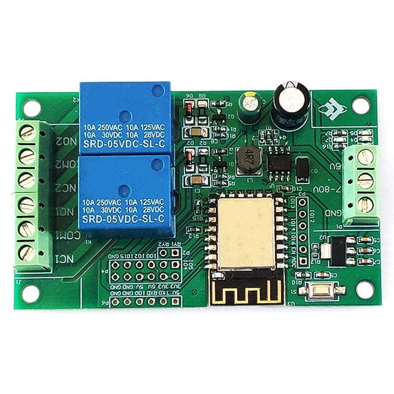HLZS-ESP8266 ESP-12F релейный модуль Wi-Fi 2 канала 5 В/8-80 в, релейная плата для разработки переключателя для ARDUINO IDE, дистанционное управление через приложение Smart Home