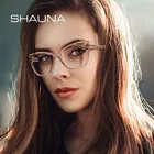 Оптические очки SHAUNA, большие очки в оправе кошачий глаз с алмазным лицом и защитой от синего света, модная пружинная Петля из нержавеющей стали