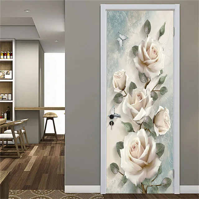 

Self Adhesive Vase Wallpapers Renovation DIY PVC Stickers On Door Waterproof Entrance Home Decoration Decal Print Art Picture