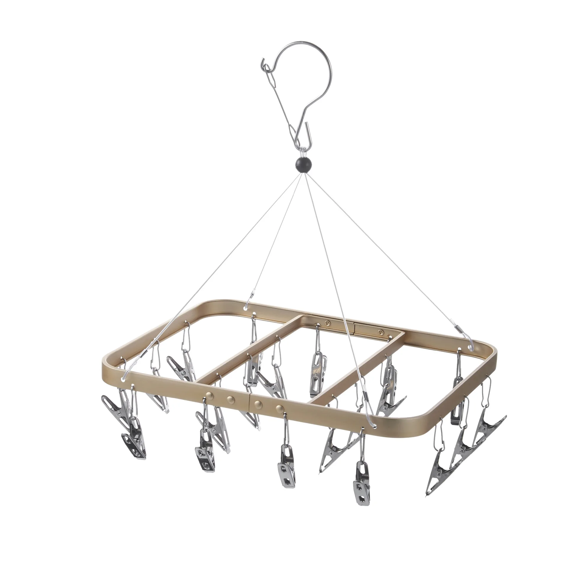 

Multifunctional square drying rack windproof 20 clip drying rack household multi-clip aluminum alloy socks rack