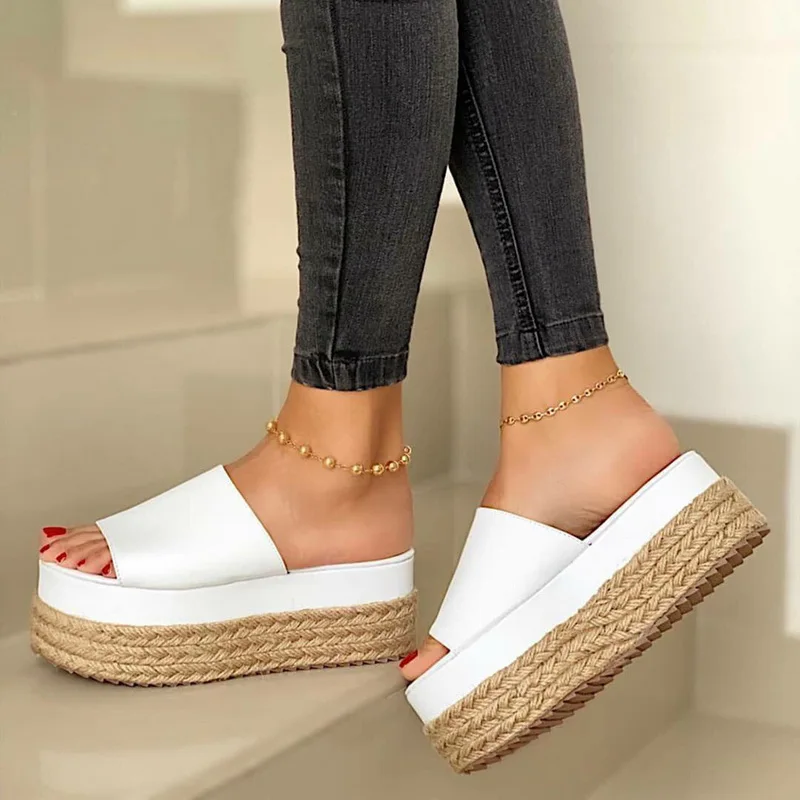 

HOT Summer Slippers Women Wedges Shoes Braided High Heels Sandals Flip Flop Chaussures Femme Platform Sandals Sandalia New