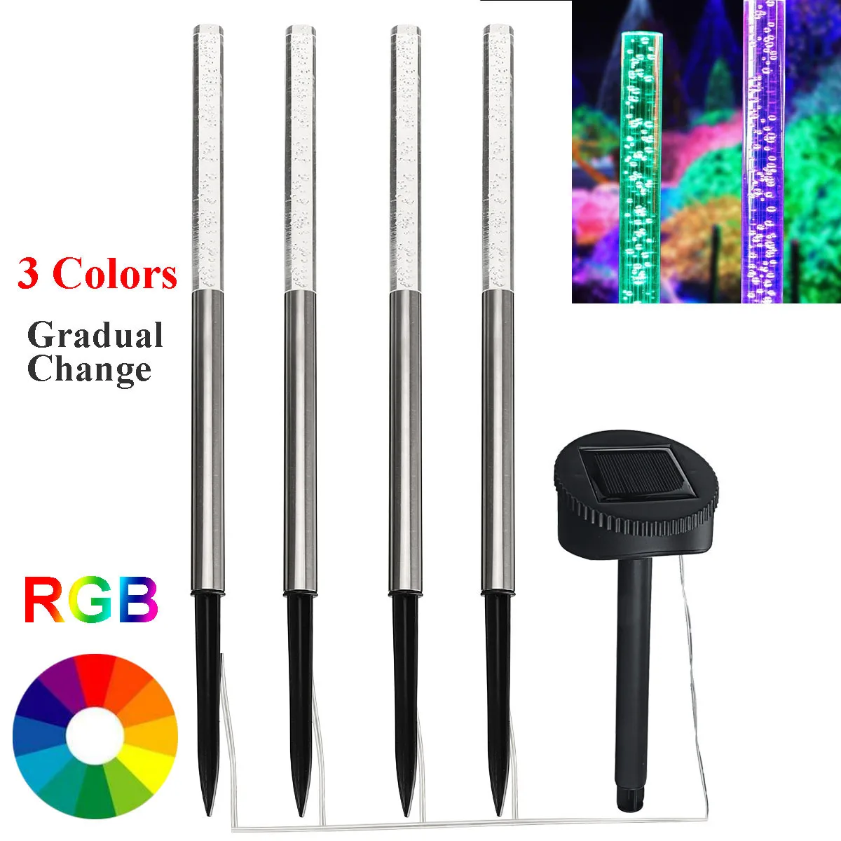 

Световая трубка на солнечной батарее, акриловые Пузырьковые лампы для дорожек, газона, ландшафта, украшение, садовые палочки, светильник ил...