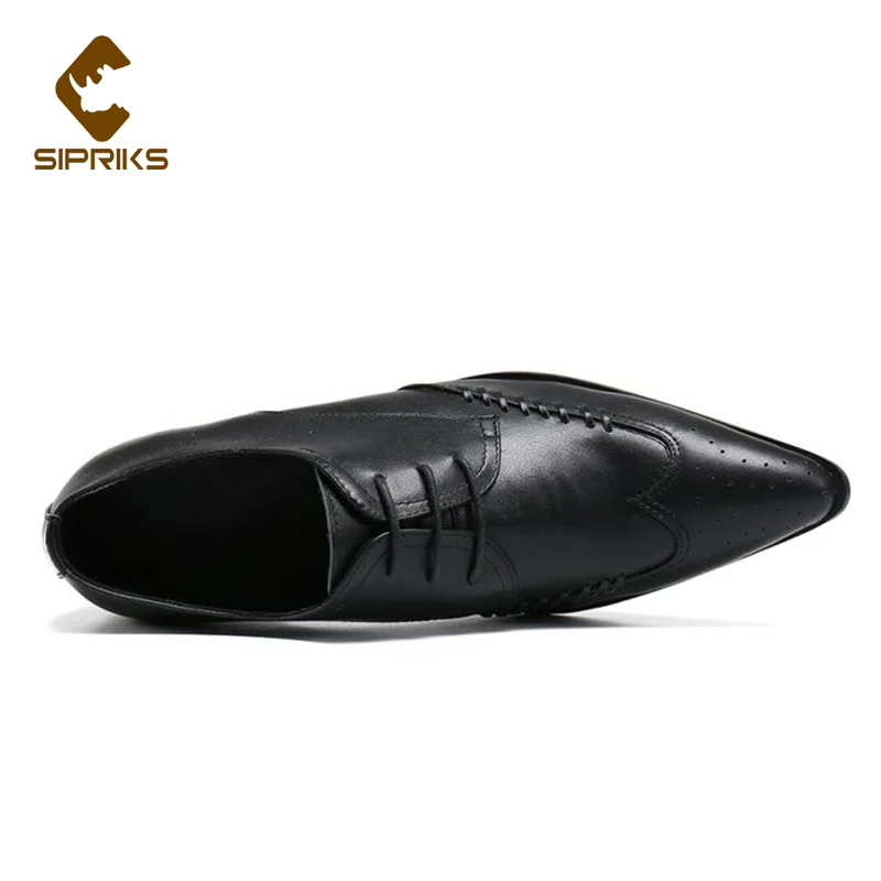 

Sipriks Men's Casual Leather Shoes Italian Style Pointed Toe Dress Party Wear Male Wedding Shoe Lace Up Derby Dancing 2021 New