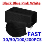 10-200 шт. маски одноразовые маски ушной розовый синий черный, белый цвет маска для лица из 3 слоев фильтр Nonwove дышащая защитная маска для лица