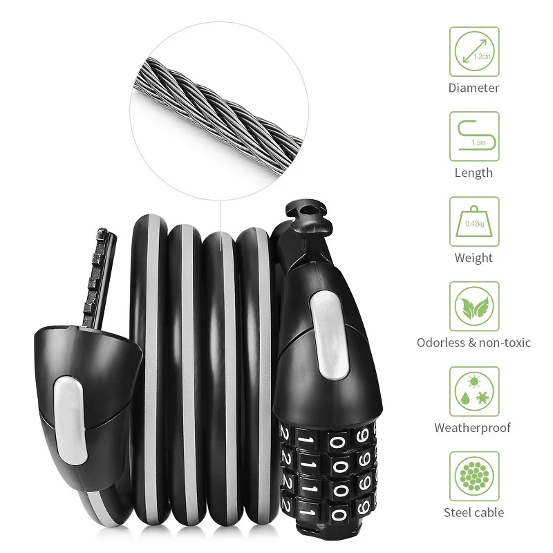 Горный велосипед 1 8 м велосипедный замок 4 цифровой код Комбинации безопасности