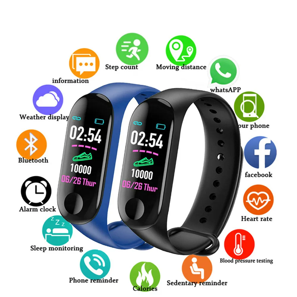 

M3 Smart Band Men M3 Plus Smart Wristband Women Heart Rate Blood Pressure Watch Life Waterproof Fitness Tracker Smartwatch 2021