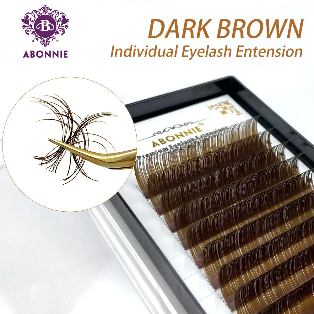 Накладные ресницы Abonnie темно коричневые накладные для наращивания 0 07 10|Накладные