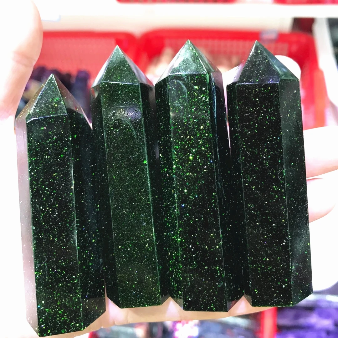 Комплект из 2 предметов природным драгоценным камнем Зелено-золотой Песчаник