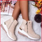 Женские полуботинки на платформе, Вулканизированная подошва, массивные кроссовки на молнии, высокие, зимняя обувь для снега