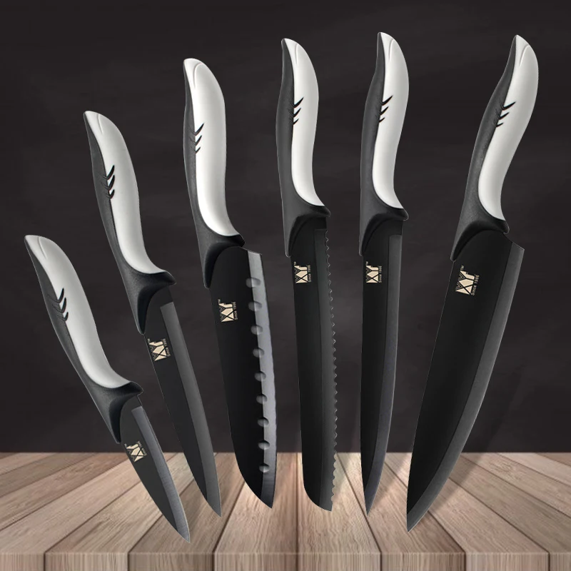 Набор кухонных ножей с подставкой для шеф повара универсальная точилка сантоку