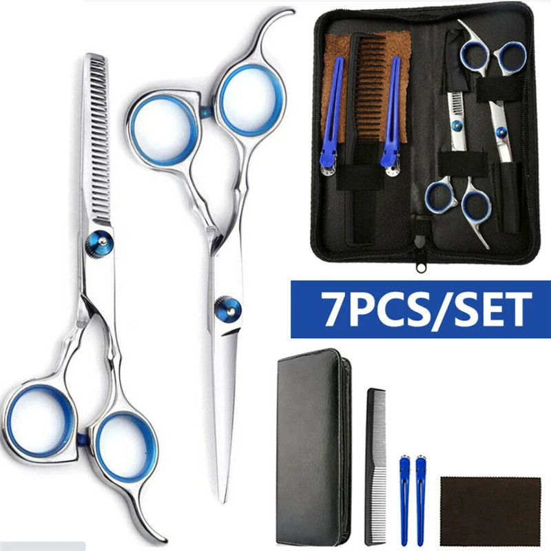 

7 PCS Hairdressing Kits Barber Scissors Set Hair Trimmer Cutting Shears Haircut Comb Clips Barber Accessories Hair Salon