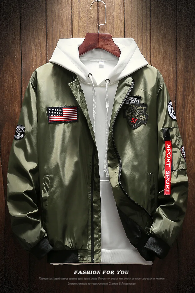 2019 Men Zipper Bomber Jackets Baseball Coats Mens winter military jackets Air Force Jacket Ma-1 Flight Size 4XL | Мужская одежда