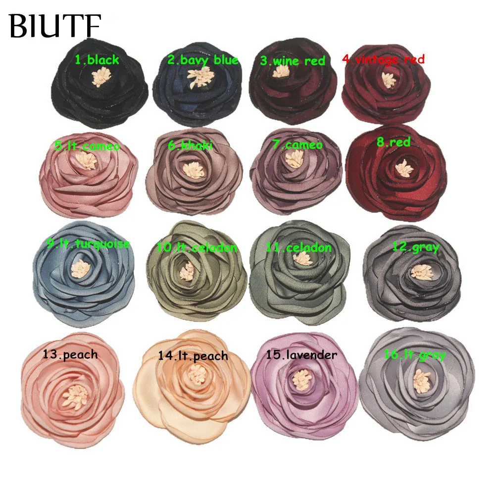 5 шт./лот корейский стиль винтажный сгоревший атласный цветок с тычинками зажимом