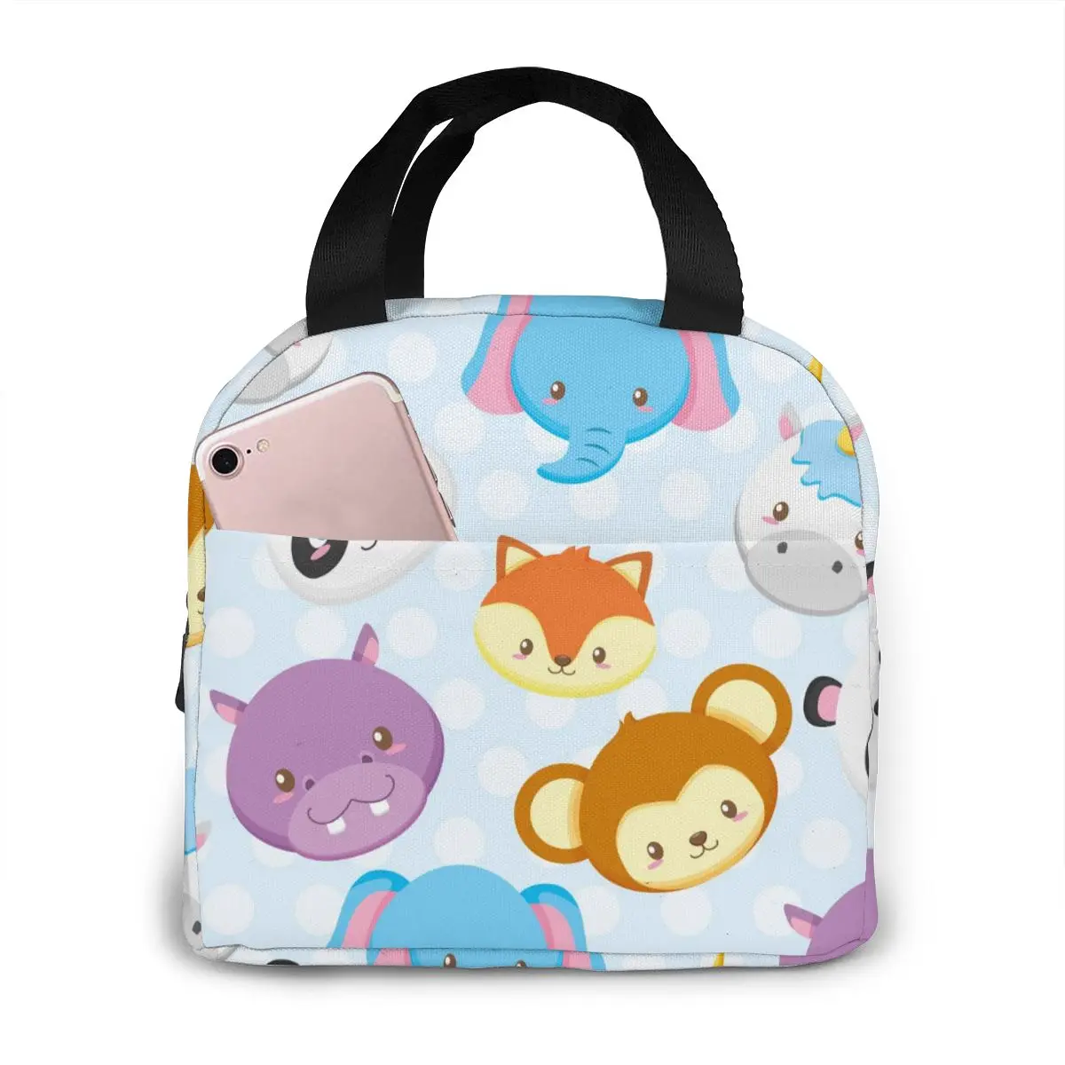 

Animal Faces Collection Lunch Bag Portable Insulated Thermal Cooler Bento Lunch Box Tote Picnic Storage Bag Pouch