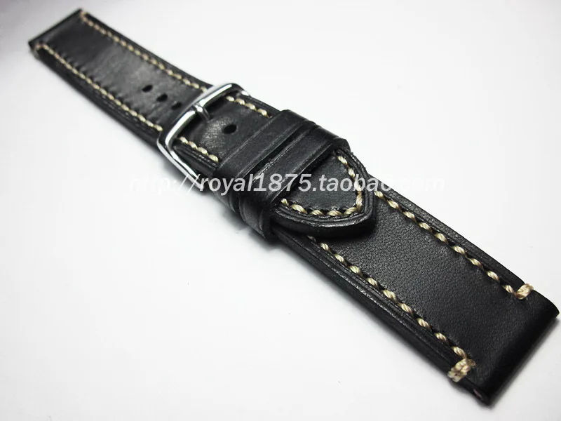 

Black Genuine Leather Watch band 20mm 22mm Men New Bracelet Handmade Wristband Universal belt Bracelet watch accessories