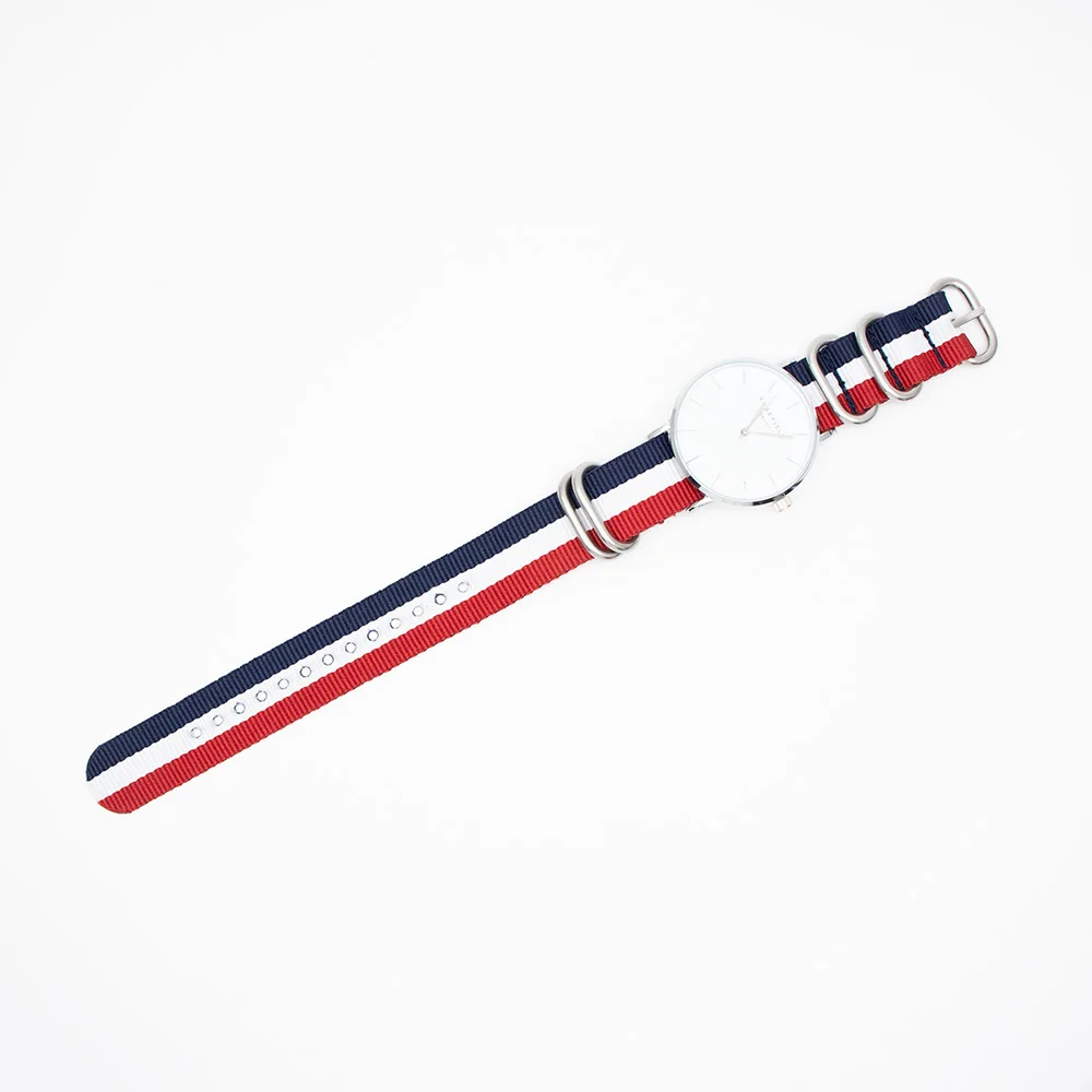 Ремешок нейлоновый для наручных часов сменный Браслет серебристого цвета в