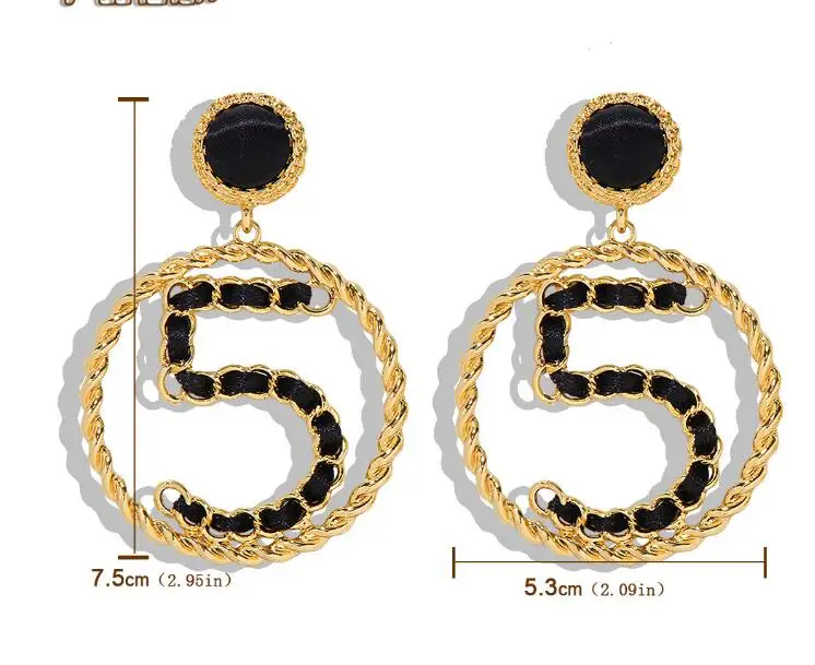 Индивидуальные роскошные большие висячие серьги No.5 круглые Cc|Серьги-подвески| |