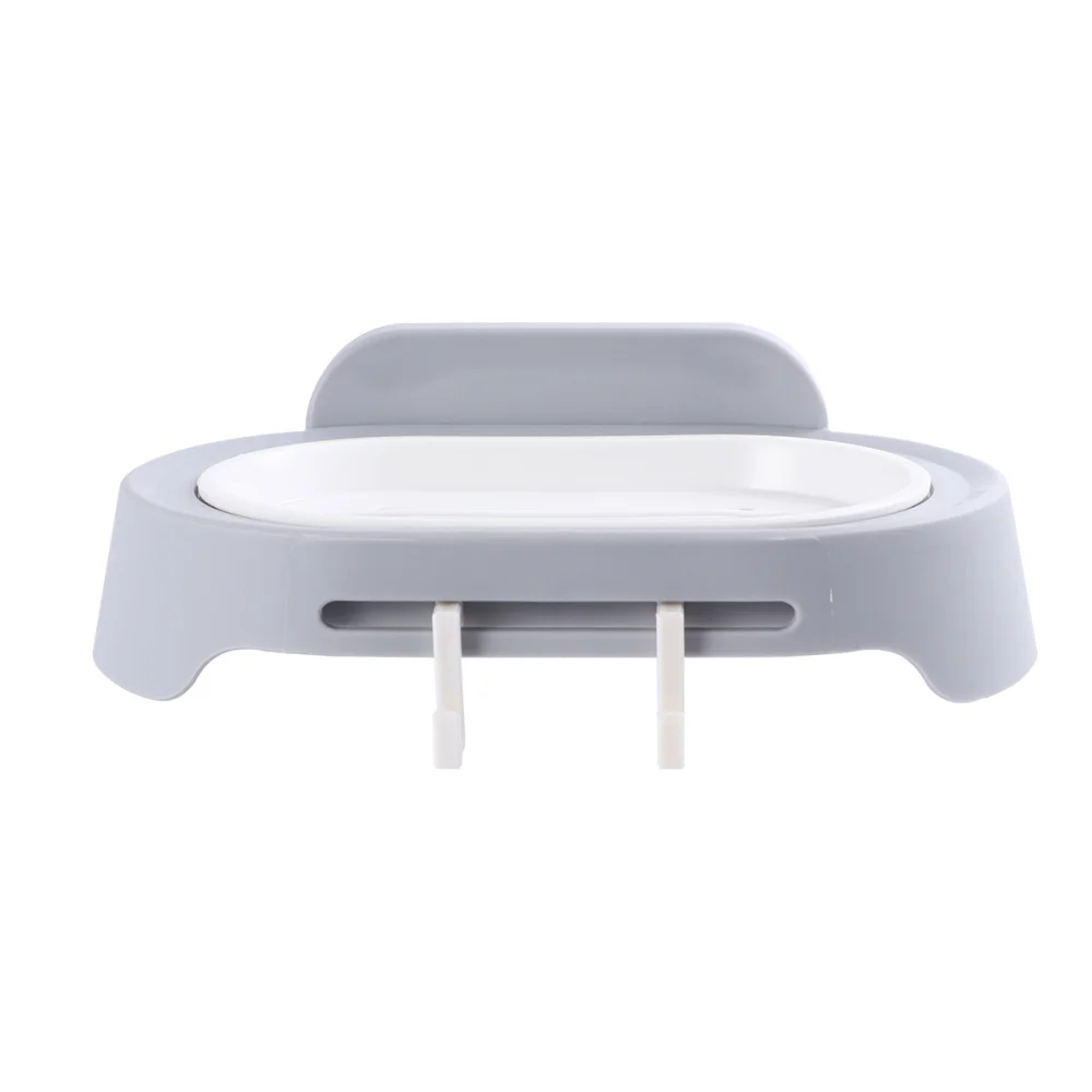 

Punch-free Adhesive Drain Soap Box Durable Soap Dish Storage Rack Delicate Home Bathroom Supplies for Bathroom (White)